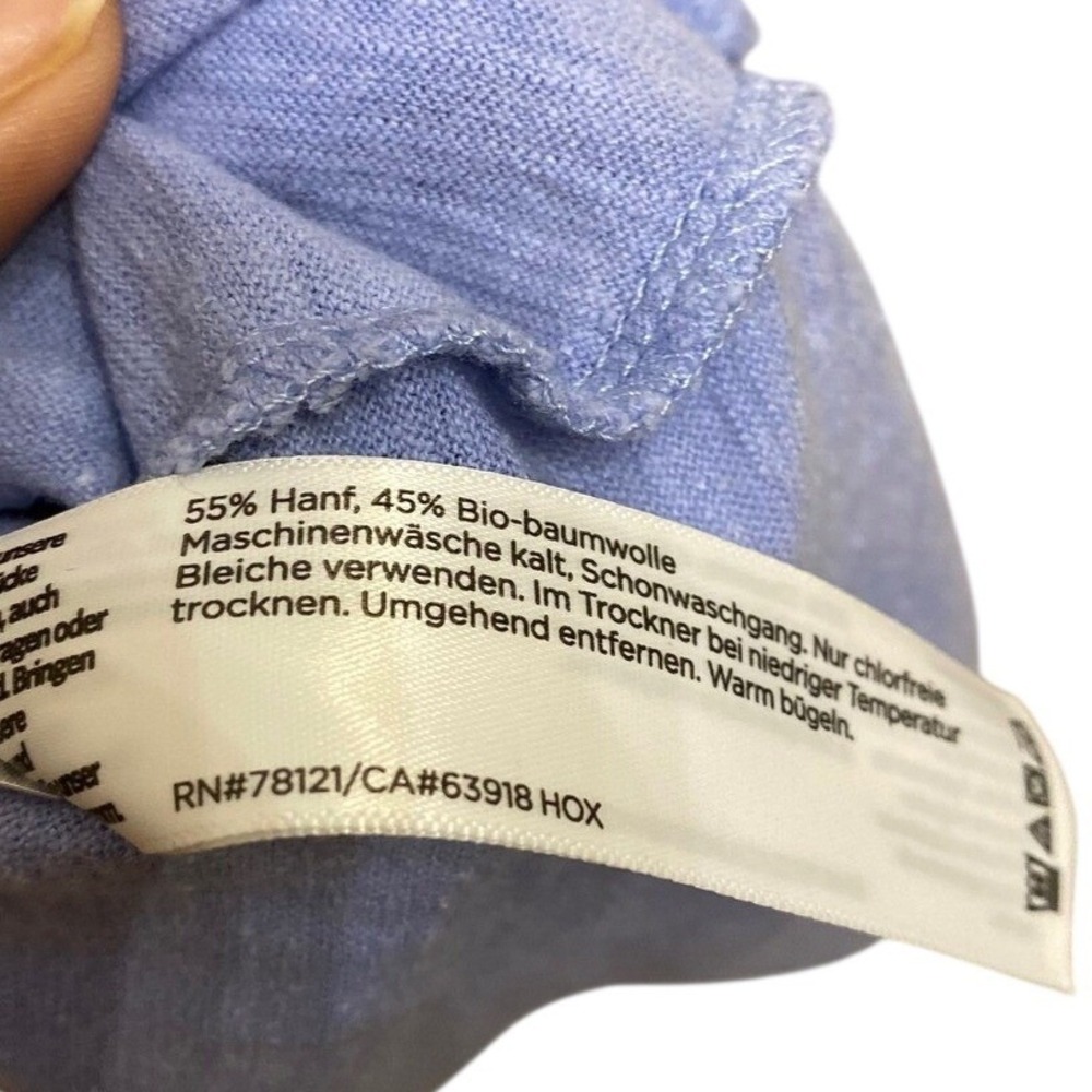 Eileen Fisher Hemp Organic Cotton Long Sleeve Tunic Top Periwinkle Blue Large - Picture 5 of 6